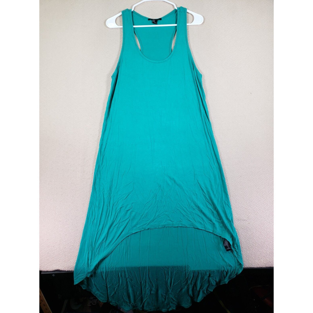 Forever 21 Dress Womens Medium M Scoop Neck Green Polyester Flowy Sleeveless